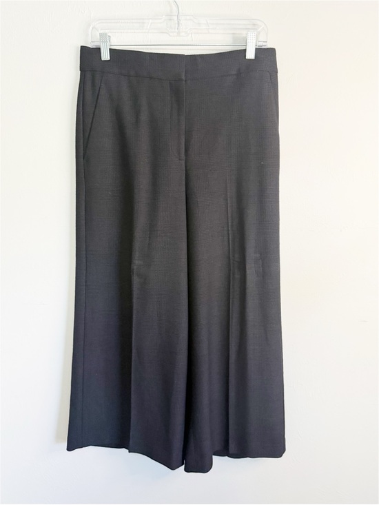 Ann Taylor Pants - ANN TAYLOR Women’s Black Faint Plaid Wide Leg Trousers Pants Flat Front Size 6